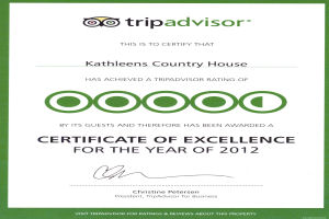 Kathleens Country House - Trip Advisor Cert Excellence  2012